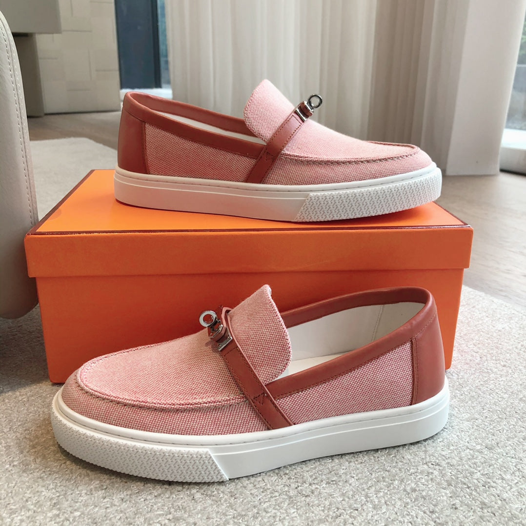 GAME SLIP-ON SNEAKER LIGHT PINK FABRIC AND CALFSKIN