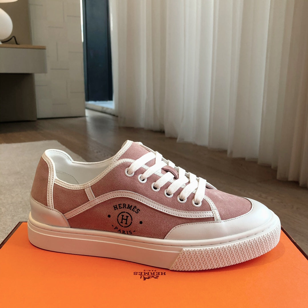 GET SNEAKER WHITE CALFSKIN AND PINK SUEDE