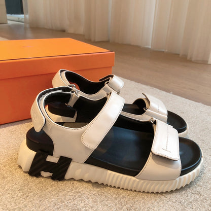 DAD SANDALS IN WHITE CALFSKIN AND RUBBER