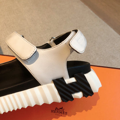 DAD SANDALS IN WHITE CALFSKIN AND RUBBER