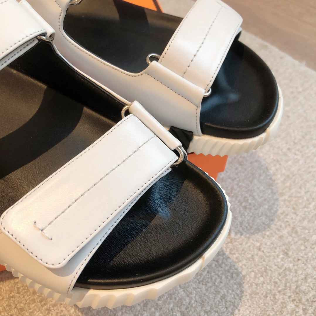 DAD SANDALS IN WHITE CALFSKIN AND RUBBER