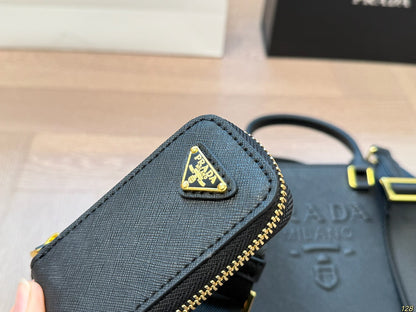 EMBOSSED LOGO MINI CROSSBODY BAG 19 IN BLACK SAFFIANO LEATHER