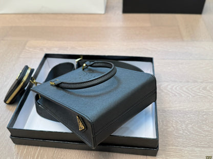 EMBOSSED LOGO MINI CROSSBODY BAG 19 IN BLACK SAFFIANO LEATHER