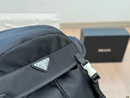 BUCKLE BACKPACK 51 IN BLACK RE-NYLON MIX CALFSKIN