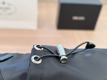 BUCKLE BACKPACK 51 IN BLACK RE-NYLON MIX CALFSKIN