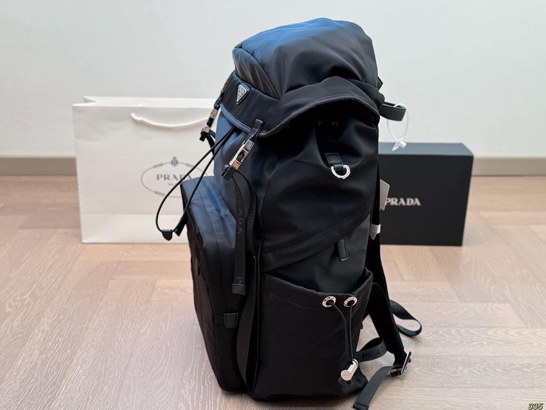 BUCKLE BACKPACK 51 IN BLACK RE-NYLON MIX CALFSKIN