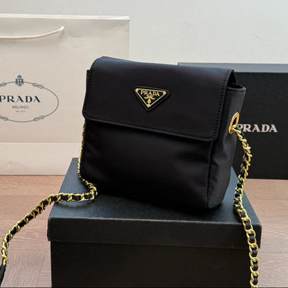 GOLD HARDWARE MINI BAG 18 IN BLACK RE-NYLON