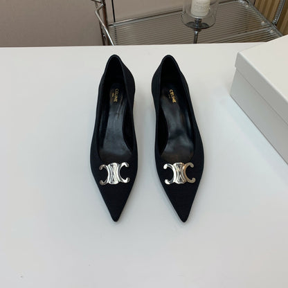 MEDIUM-HEELED 50MM PUMP IN BLACK SUEDE