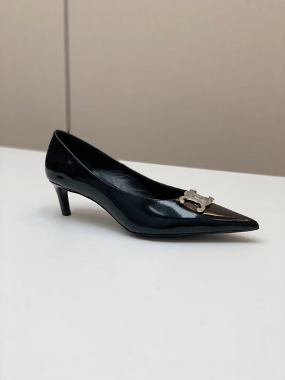 MEDIUM-HEELED 50MM PUMP IN BLACK CALFSKIN