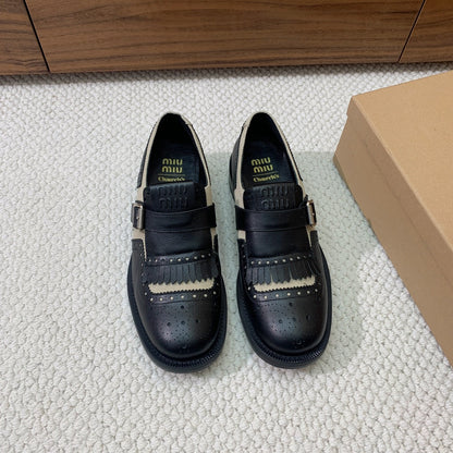 OXFORD SHOES BLACK MIX CREAM COWHIDE