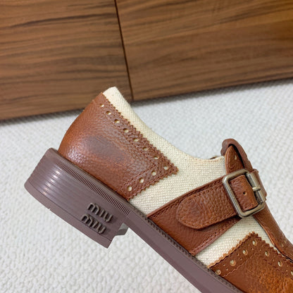 OXFORD SHOES WALNUT MIX CREAM COWHIDE