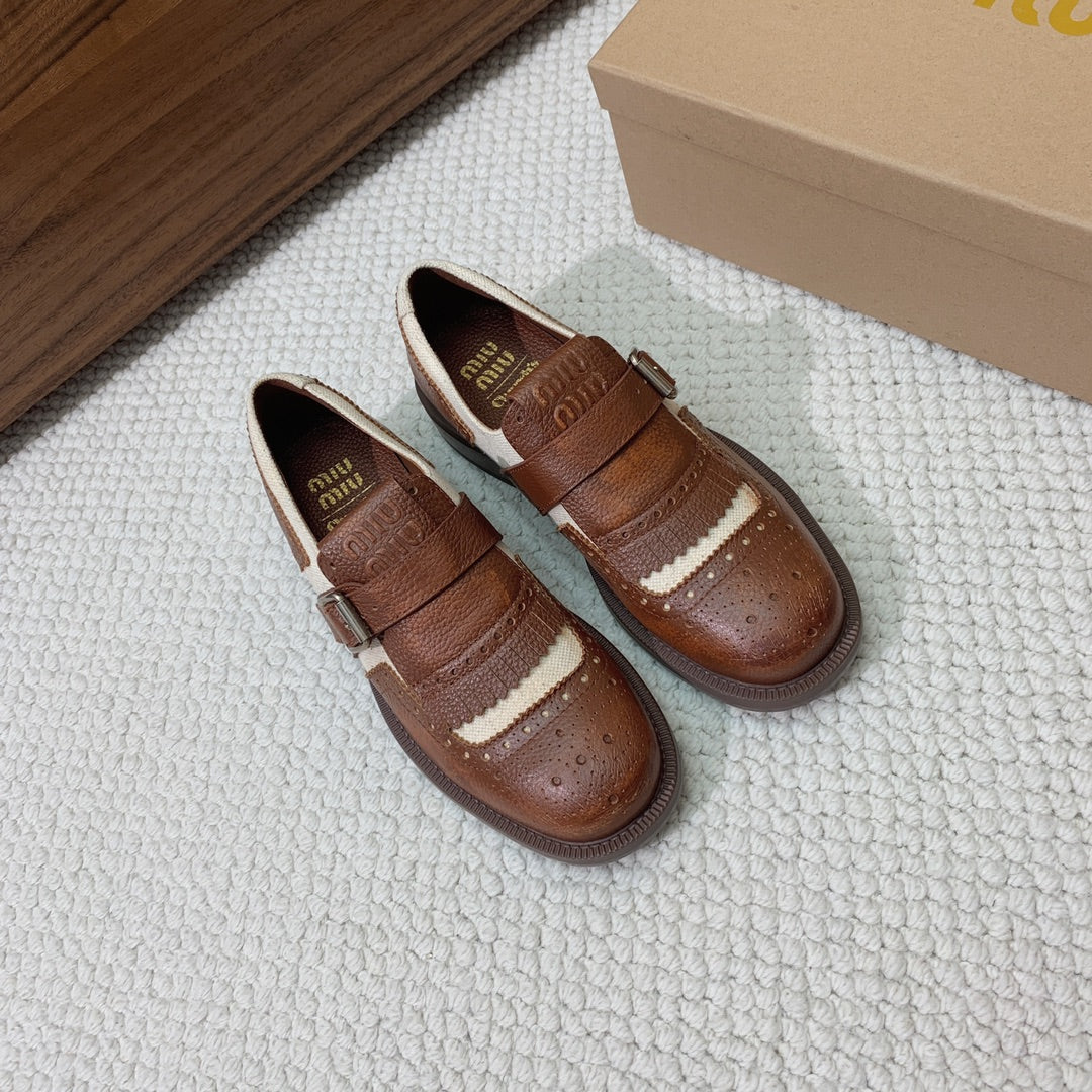 OXFORD SHOES WALNUT MIX CREAM COWHIDE