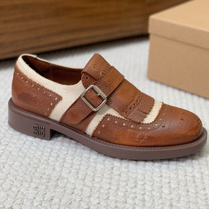 OXFORD SHOES WALNUT MIX CREAM COWHIDE