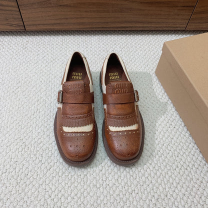 OXFORD SHOES WALNUT MIX CREAM COWHIDE