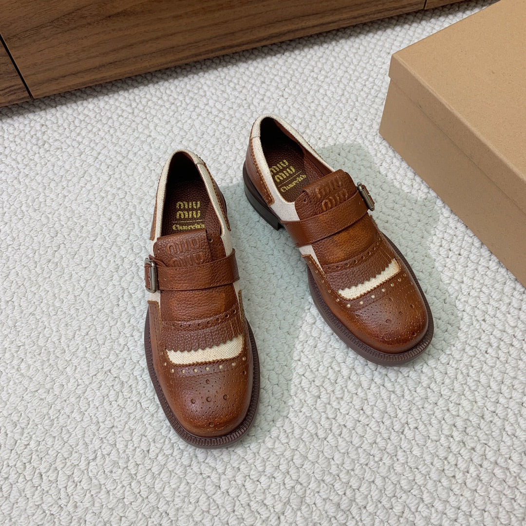 OXFORD SHOES WALNUT MIX CREAM COWHIDE