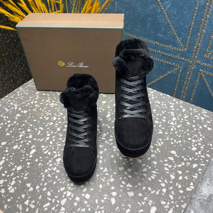 LP WINTER NUAGES HIGH SNEAKERS BLACK LAMBSKIN