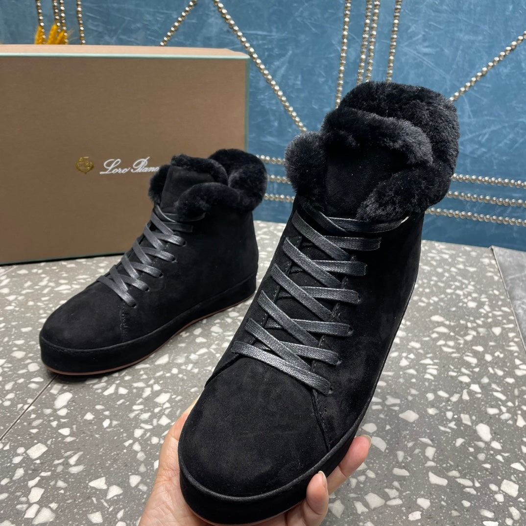 LP WINTER NUAGES HIGH SNEAKERS BLACK LAMBSKIN
