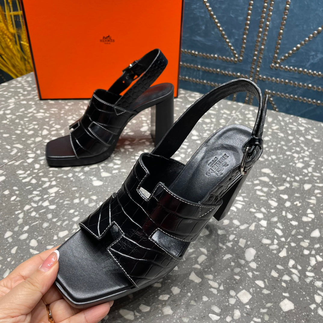 ERIS SANDAL 95 BLACK CALFSKIN