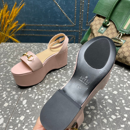 GG HORSEBIT PLATFORM SANDAL PASTEL PINK CALFSKIN