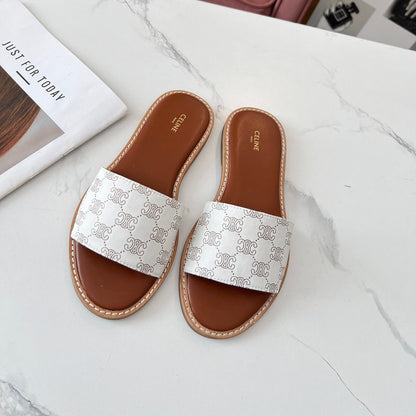 LYMPIA MULE WHITE CANVAS EMBROIDERED LOGO