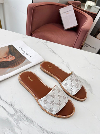 LYMPIA MULE WHITE CANVAS EMBROIDERED LOGO