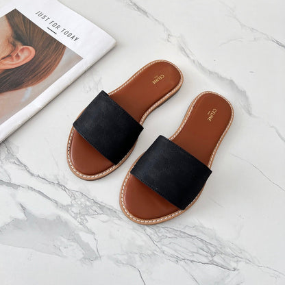 LYMPIA MULE BLACK CANVAS EMBROIDERED LOGO