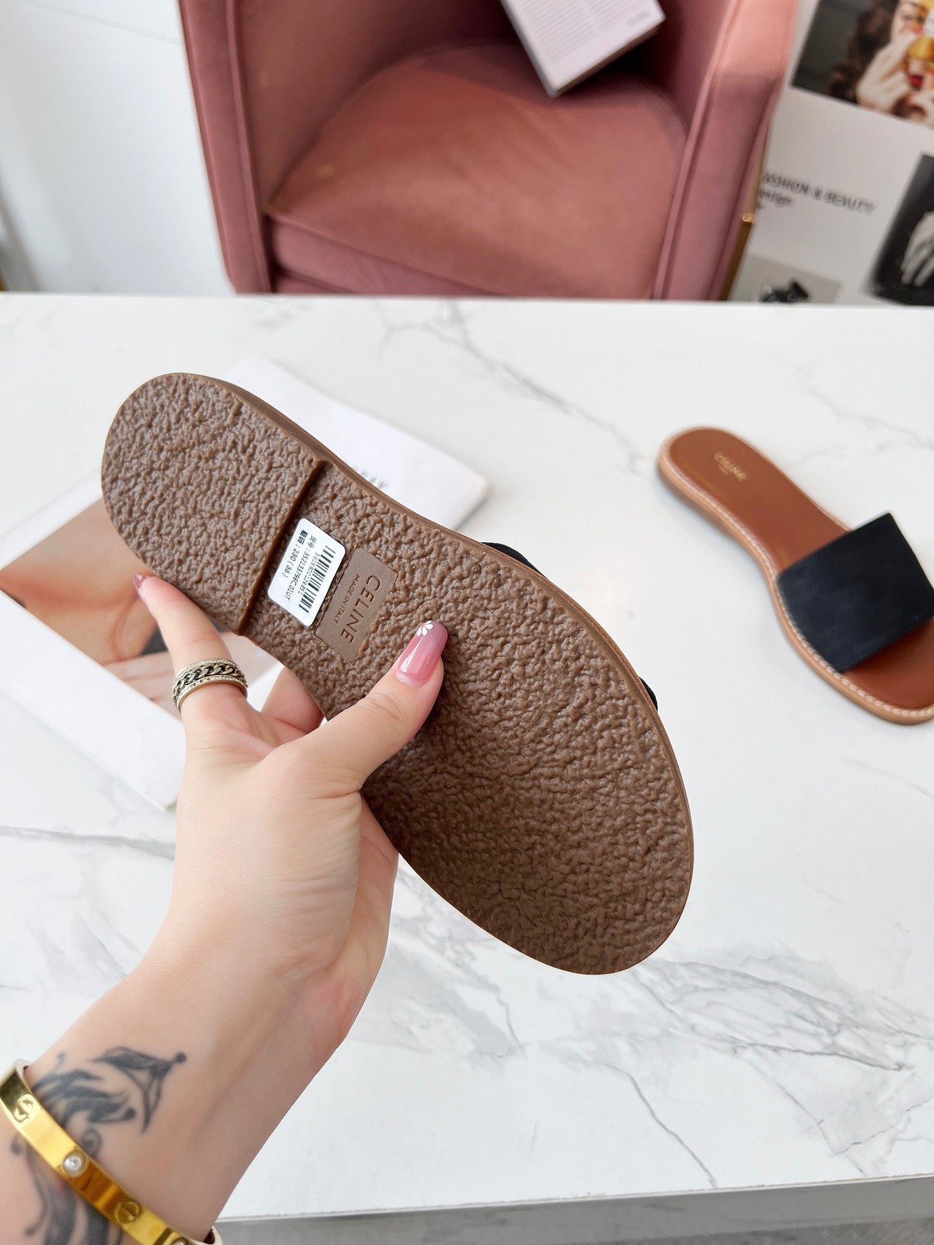 LYMPIA MULE BLACK CANVAS EMBROIDERED LOGO