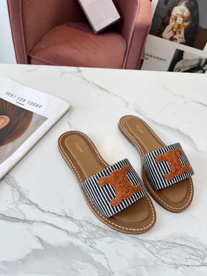 LYMPIA MULE BLACK MIX WHITE CANVAS WOOL LOGO