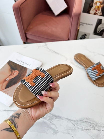 LYMPIA MULE BLACK MIX WHITE CANVAS WOOL LOGO