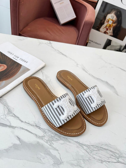 LYMPIA MULE JUMBO GREY MIX WHITE CANVAS WOOL LOGO