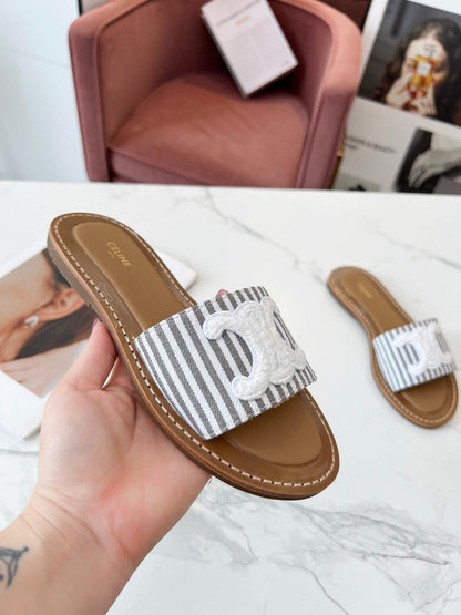 LYMPIA MULE JUMBO GREY MIX WHITE CANVAS WOOL LOGO