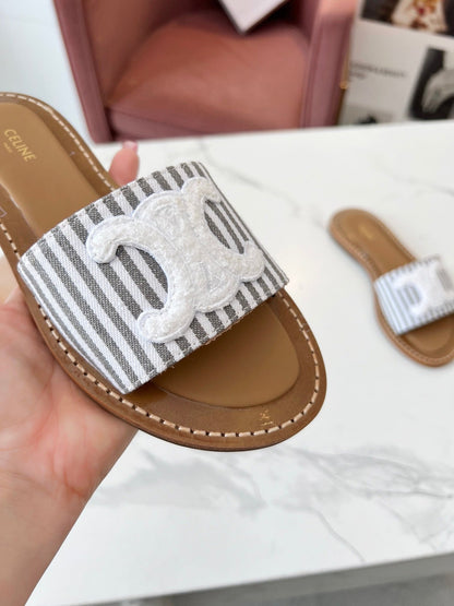 LYMPIA MULE JUMBO GREY MIX WHITE CANVAS WOOL LOGO