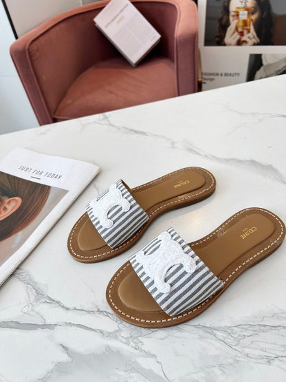 LYMPIA MULE JUMBO GREY MIX WHITE CANVAS WOOL LOGO