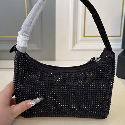 RE-EDITION HOBO SHOULDER BAG 21 IN BLACK STUDDED RE-NYLON