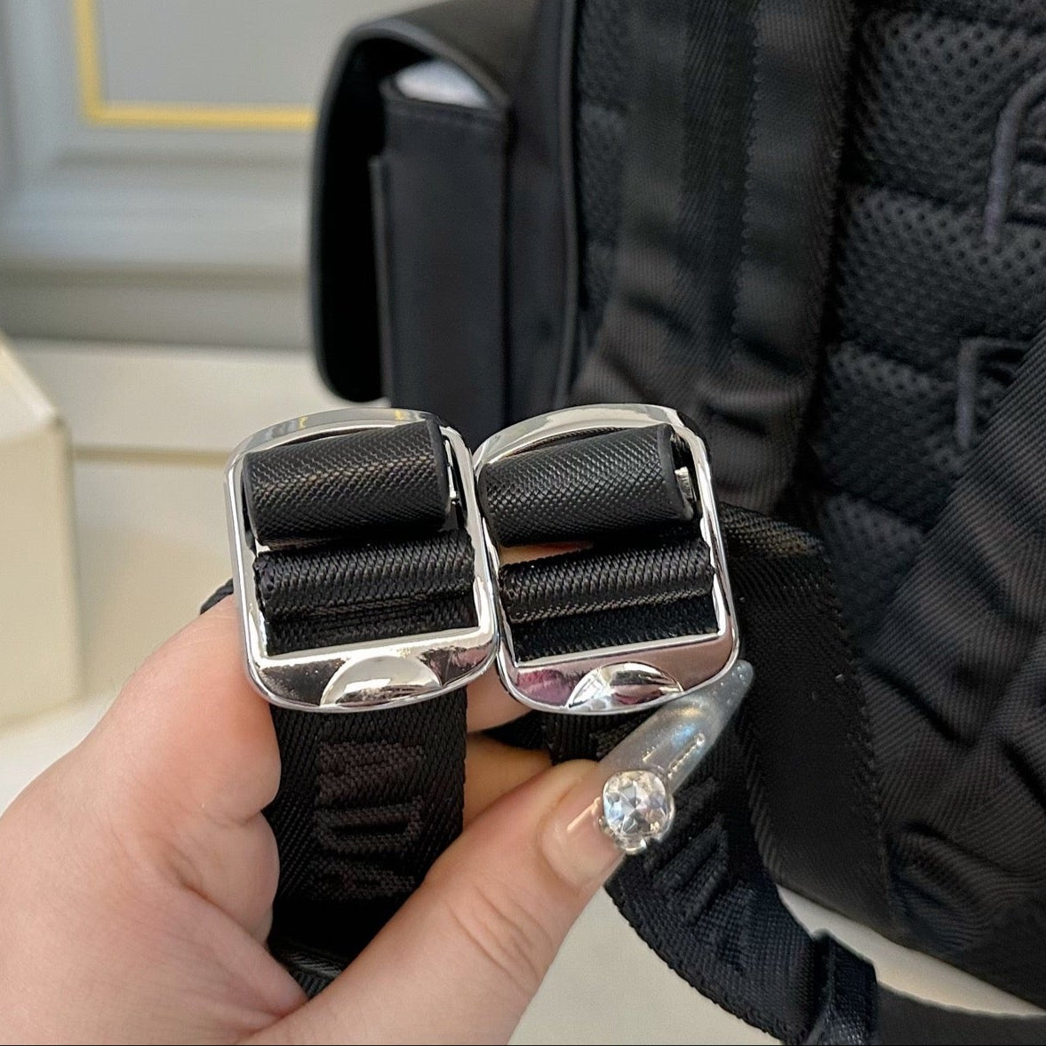 FRONT POCKET BACKPACK 42 IN BLACK CALFSKIN