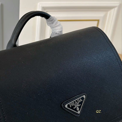 FRONT POCKET BACKPACK 42 IN BLACK CALFSKIN