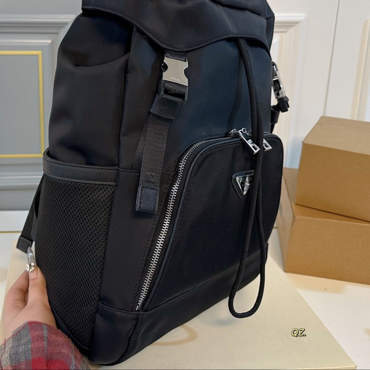 BUCKLE BACKPACK 45 IN BLACK RE-NYLON FABRIC