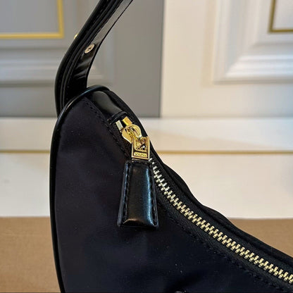 ARQUÉ SHOULDER BAG 23 IN BLACK RE-NYLON GOLD HARDWARE