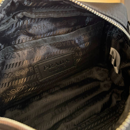 PRA MILANO LOGO CROSSBODY BAG 22 IN BLACK RE-NYLON
