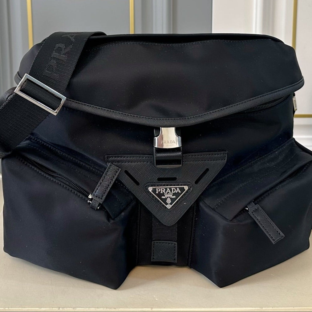 BELT SHOULDER BAG 30 IN BLACK RE-NYLON