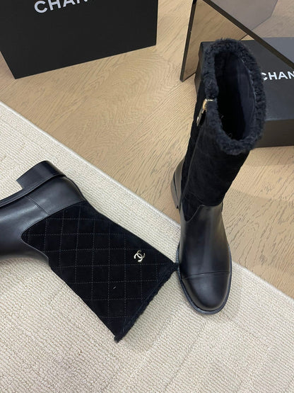 ANKLE BOOTS IN BLACK SUEDE AND CALFSKIN 963148