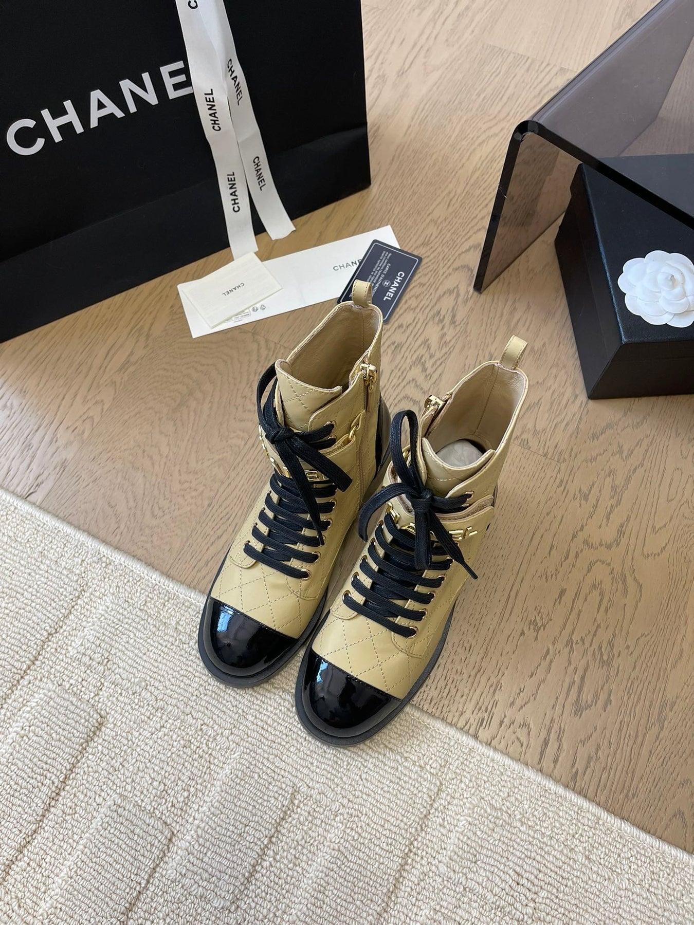 ALPHABET MARTIN BOOTS IN FLAX YELLOW LAMBSKIN