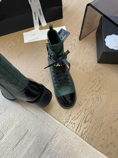 ALPHABET MARTIN BOOTS IN FOREST GREEN LAMBSKIN