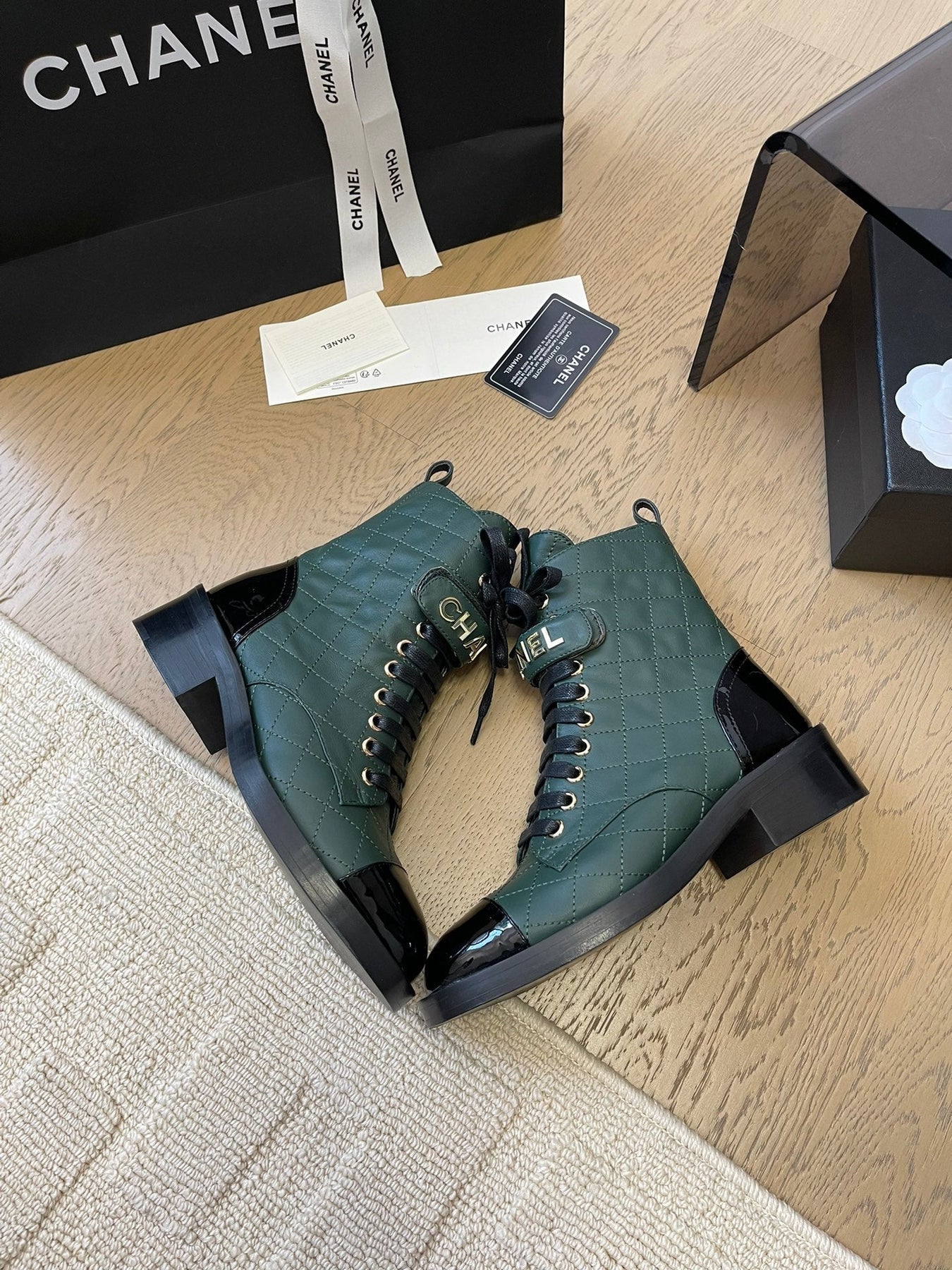 ALPHABET MARTIN BOOTS IN FOREST GREEN LAMBSKIN