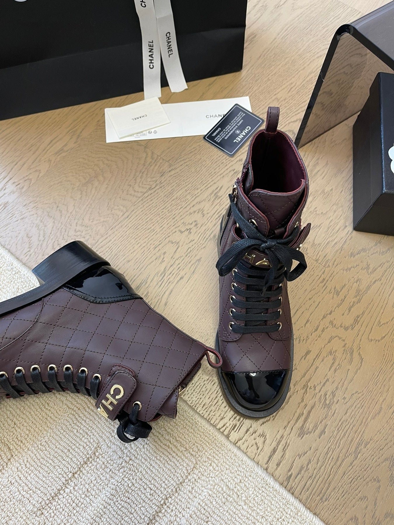 ALPHABET MARTIN BOOTS IN BRUNETTE BROWN MIX BLACK LAMBSKIN