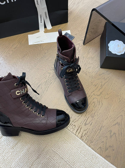 ALPHABET MARTIN BOOTS IN BRUNETTE BROWN MIX BLACK LAMBSKIN