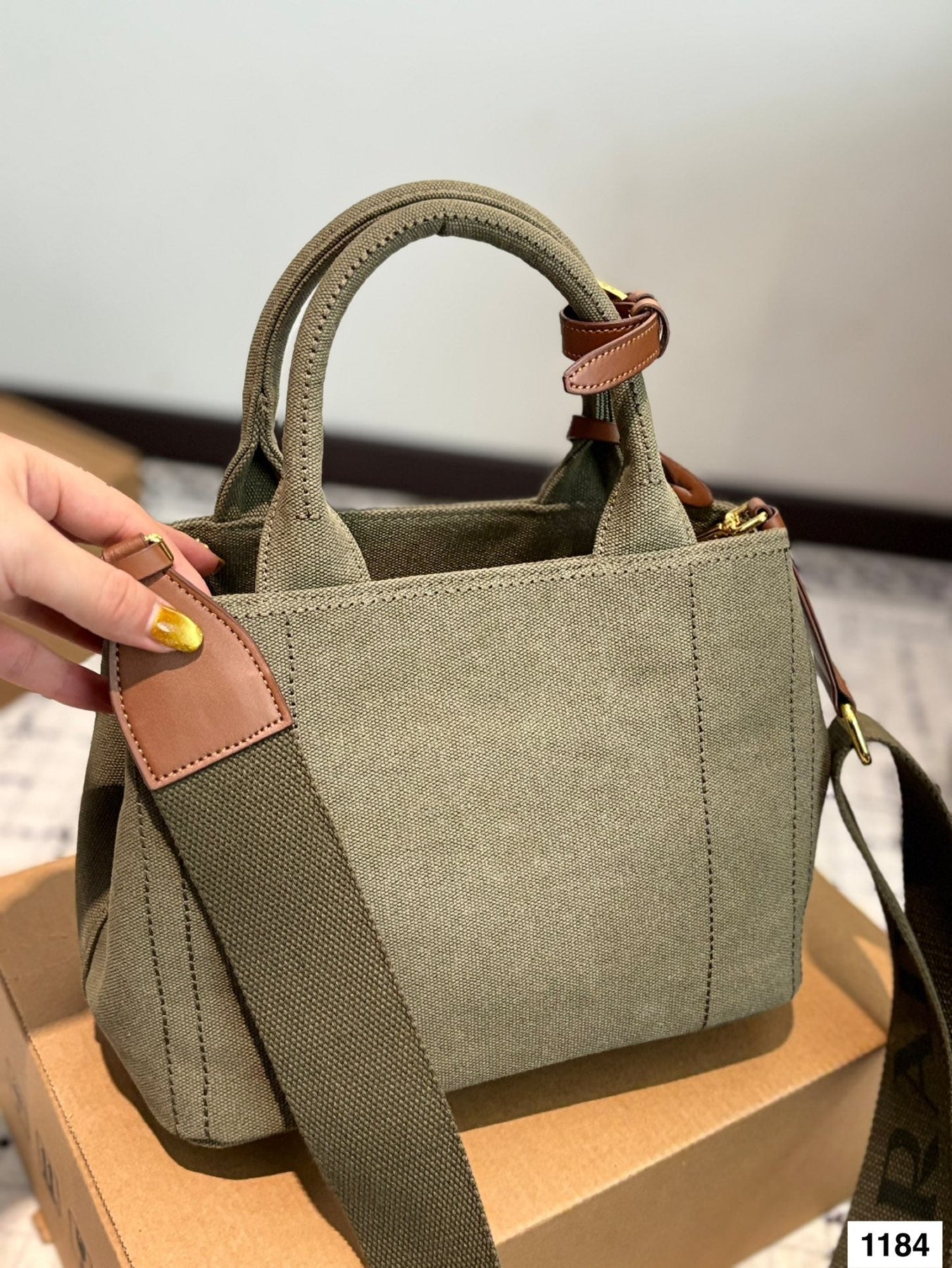 CANAPA TOTE BAG 26 IN OLIVE GREEN DENIM
