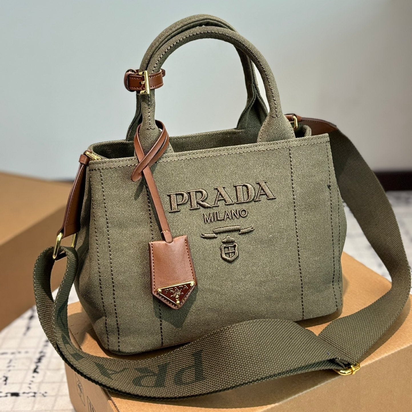 CANAPA TOTE BAG 26 IN OLIVE GREEN DENIM