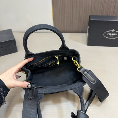 EMBOSSED LOGO TOTE BAG 30 IN BLACK FABIC