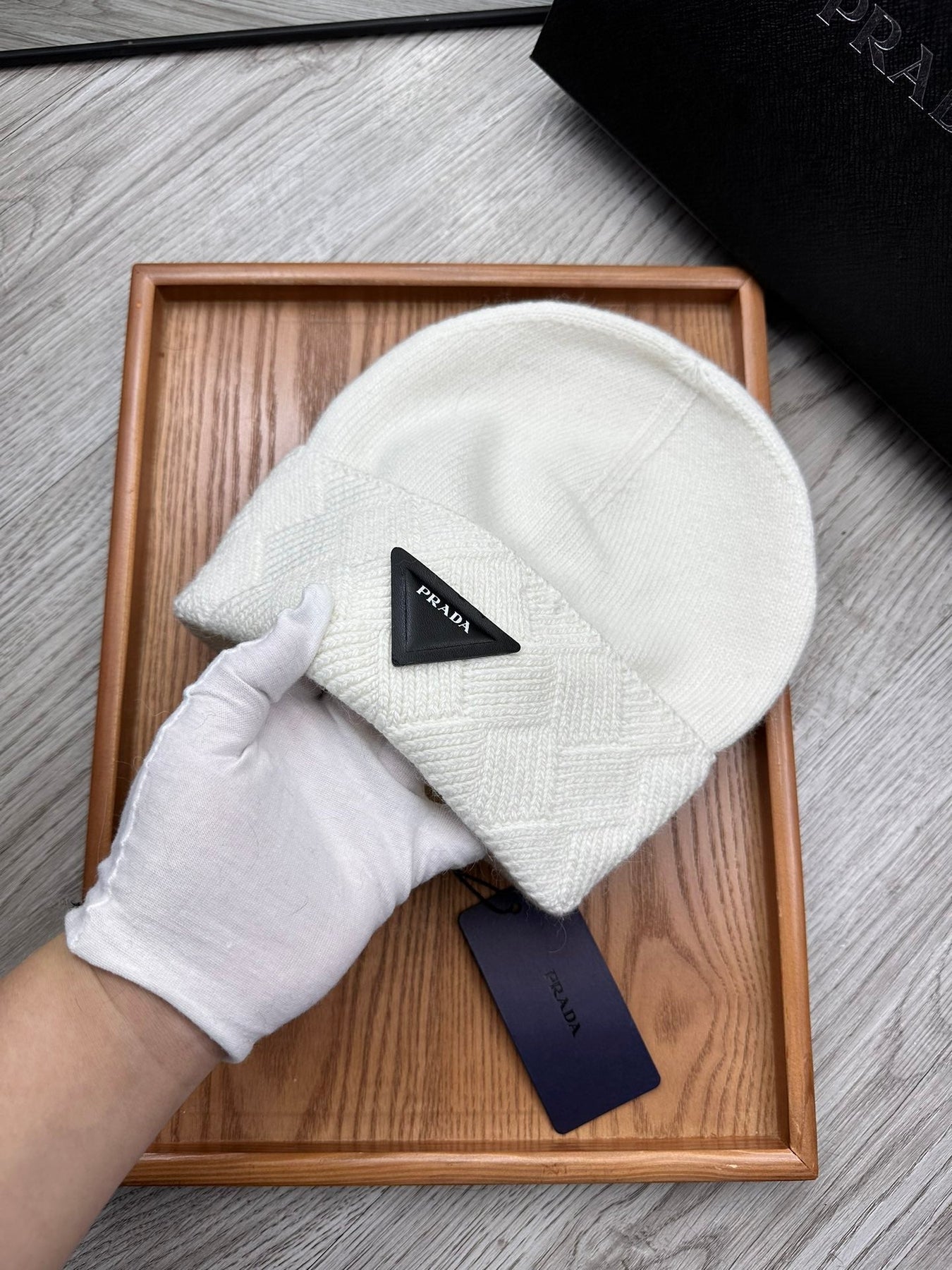 BEANIE HAT IN WHITE WOOL AND RABBIT FUR 436399